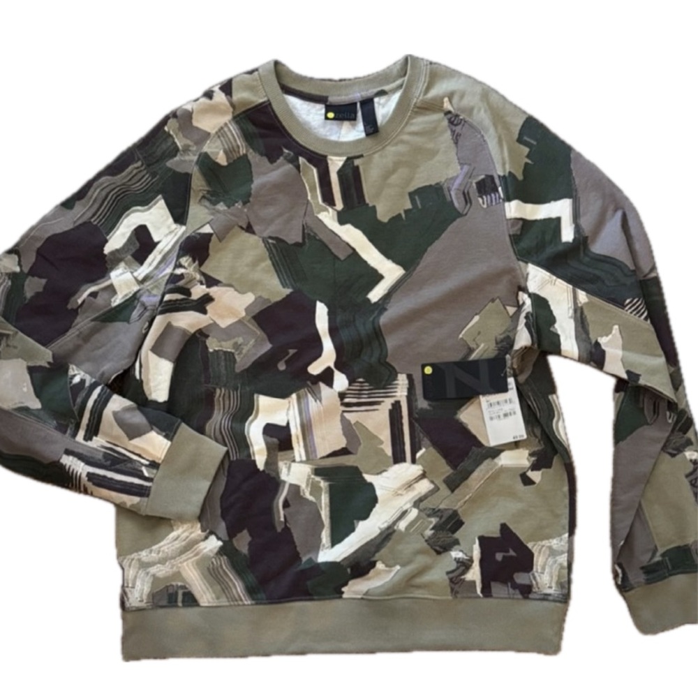 Zella Printed Crewneck Sweatshirt in Abstract Camouflage